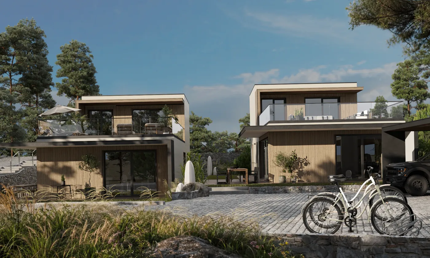 Two-house development view